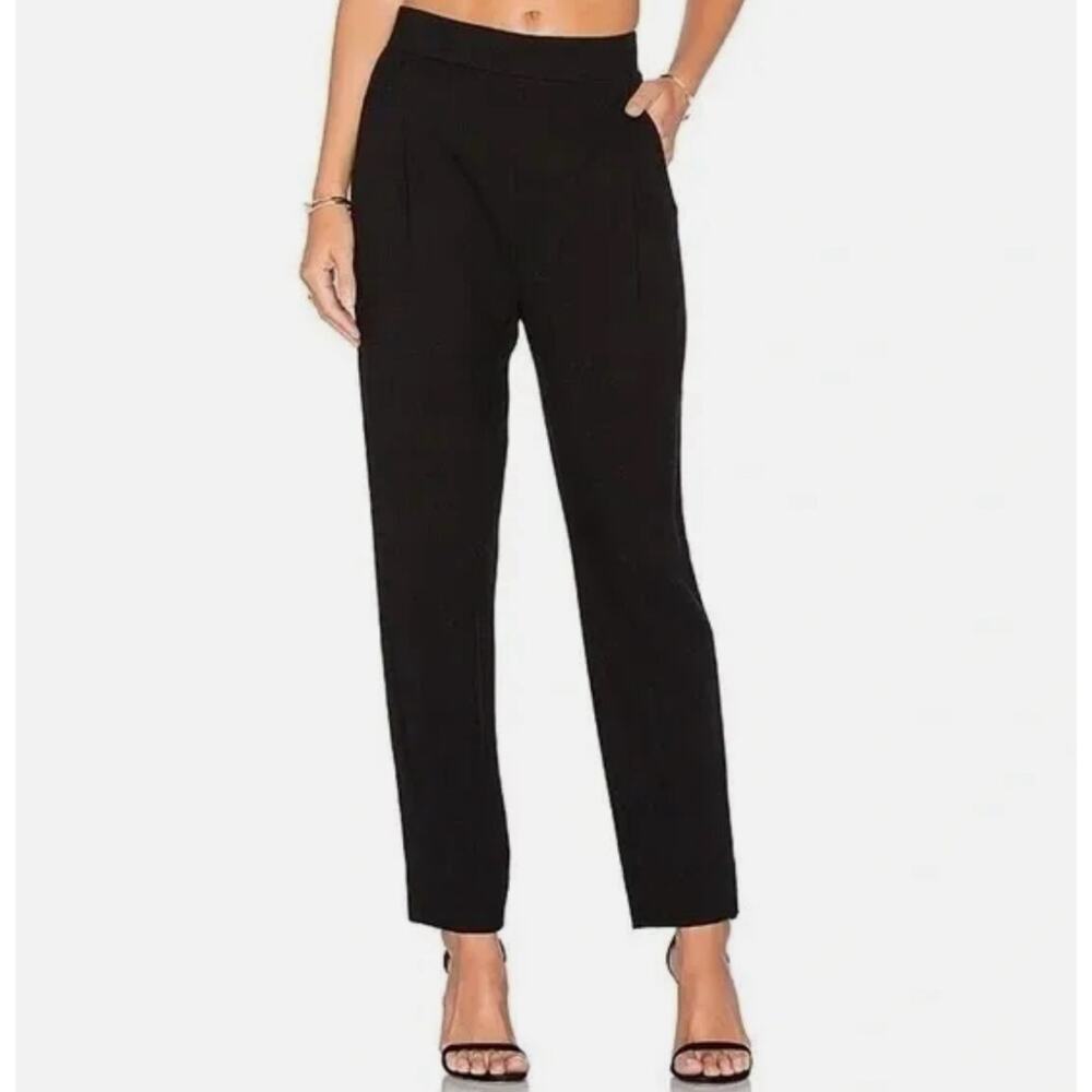 VINCE Waffle Knit Pleat Pant Black Wool Pants Stretch High Rise Pullon Stretch L